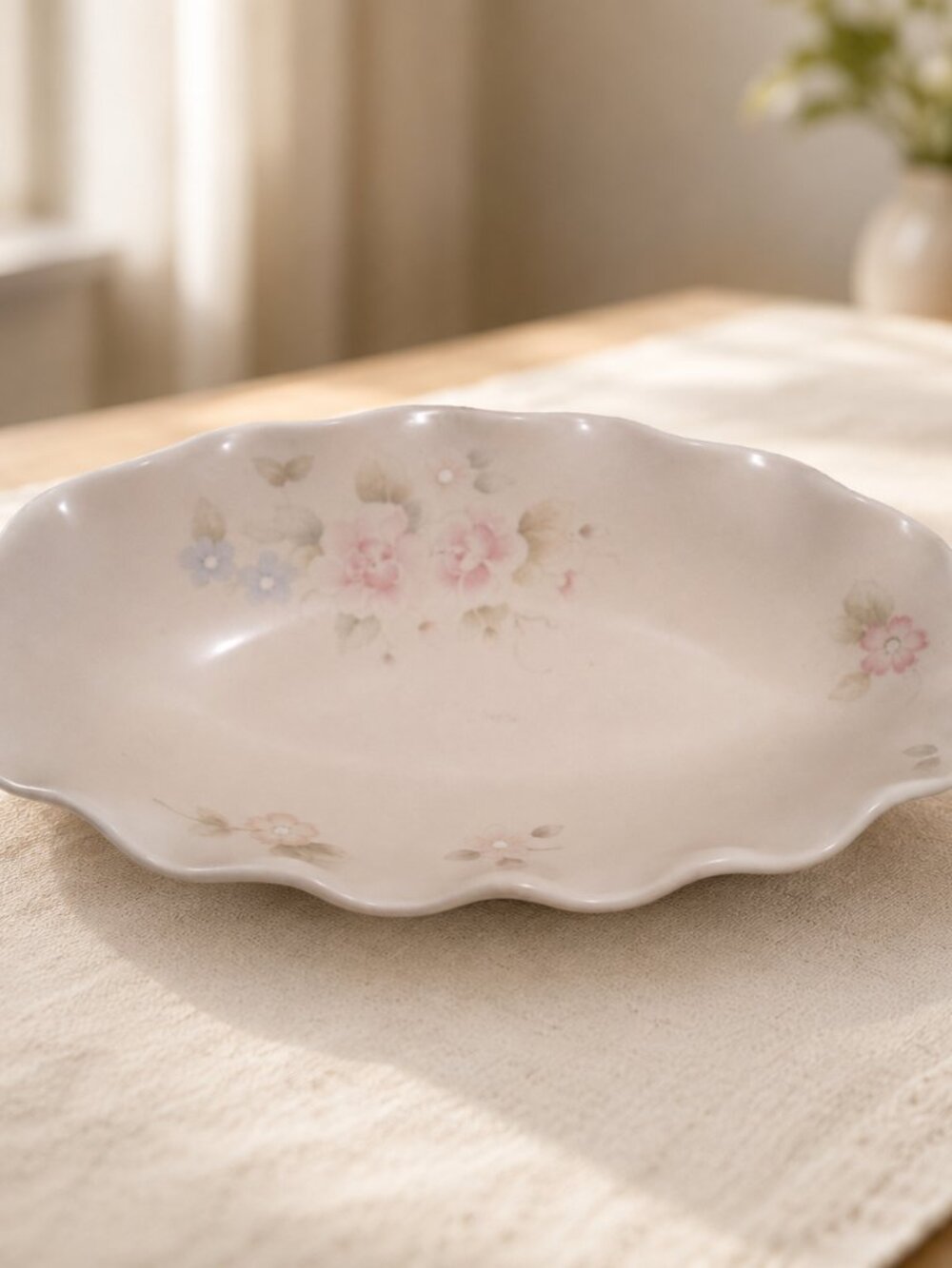Pfaltzgraff Tea Rose Relish Dish Blush & Pink Floral